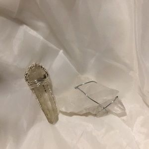 Two wire wrapped clear crystal pendants